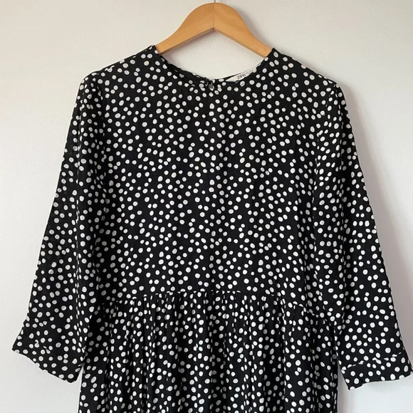 Zara Black  Polka Dot Tiered Midi Dress Bloggers Fav Sz S - Picture 5 of 10